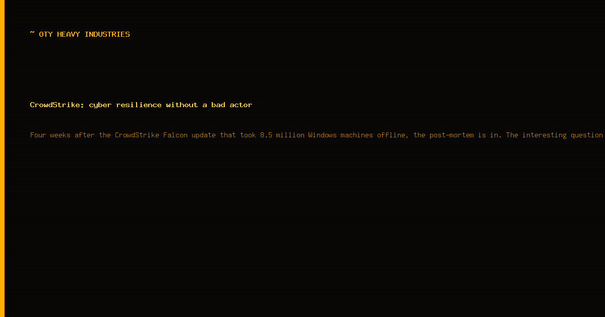 CrowdStrike: cyber resilience without a bad actor — Peter Bassill